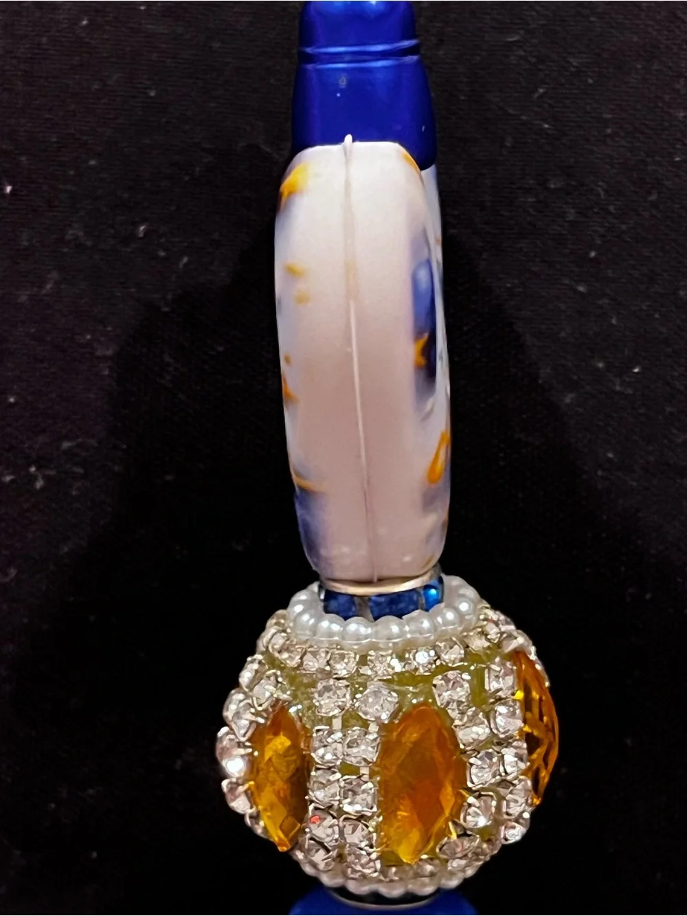 Designer inspired Blue and Gold silicone focal fancy beaded pen